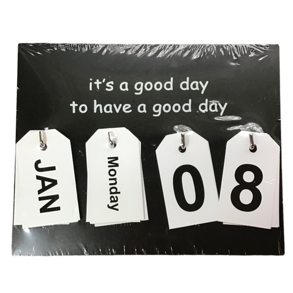 NWT Black Wood Perpetual Desk / Wall Calendar it's a good day to have a good day - Picture 2 of 4